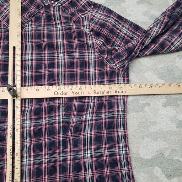 Cruel Girl Top Womens‎ 2XL Pink Pockets Pearl Snap Long Sleeve - Picture 9 of 11